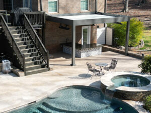 Gray and white motorized louvered pergola - Wilmington, NC