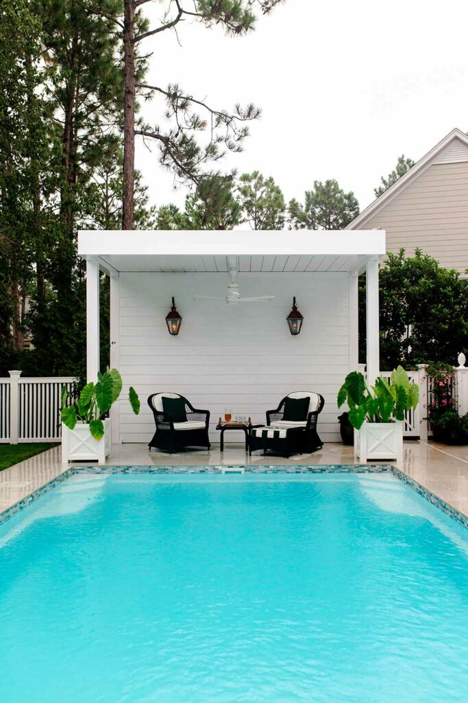 residential outdoor lounging area - R-Blade louvered pergola in wilmington, NC